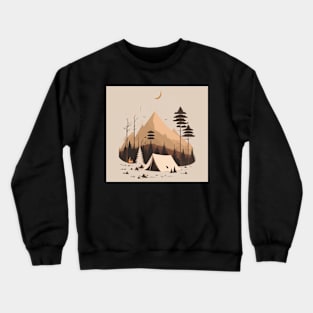 Camping in Tents, Minimal Style Adventure in the Forest Crewneck Sweatshirt